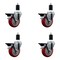 Service Caster 4'' Red Poly Swivel 1-1/2'' Expanding Stem Caster Set with Brake, 4PK SCC-EX20S414-PPUB-RED-PLB-112-4 - alternate 1